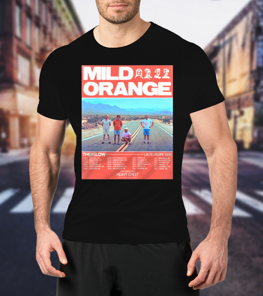 Mild Orange The Glow Tour UK Europe 2025 Dates Heavy Chest Support T-Shirt
