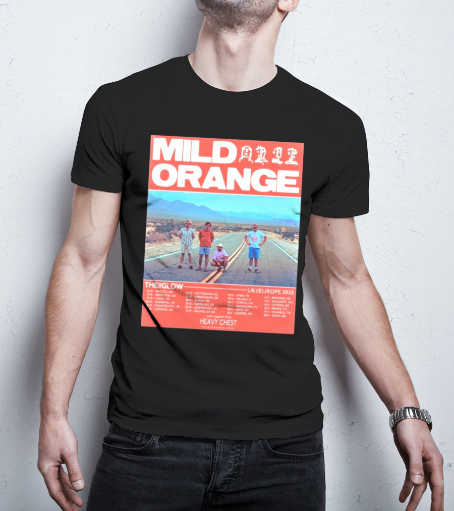 Mild Orange The Glow Tour UK Europe 2025 Dates Heavy Chest Support T-Shirt