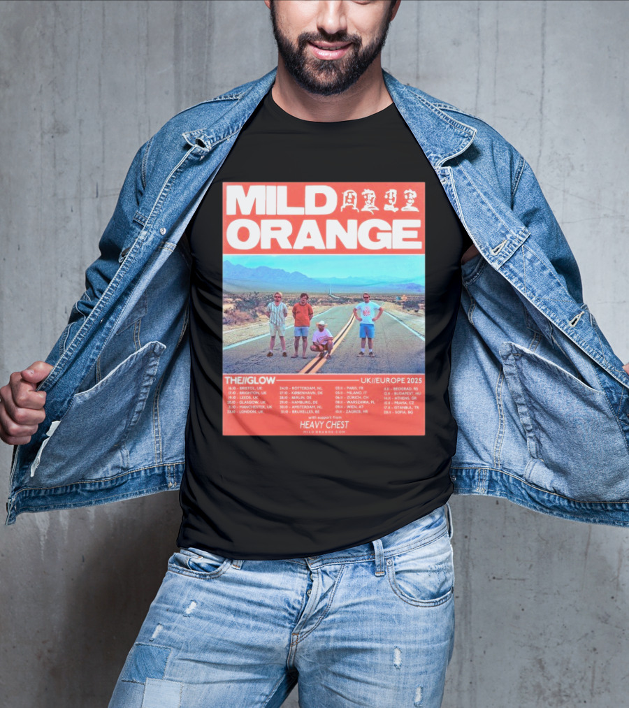 Mild Orange The Glow Tour UK Europe 2025 Dates Heavy Chest Support T-Shirt