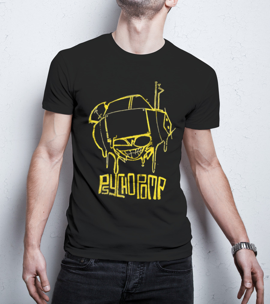 Psychedelic Psychopomp Melting Skeleton Face With Dripping Yellow Outline T-Shirt