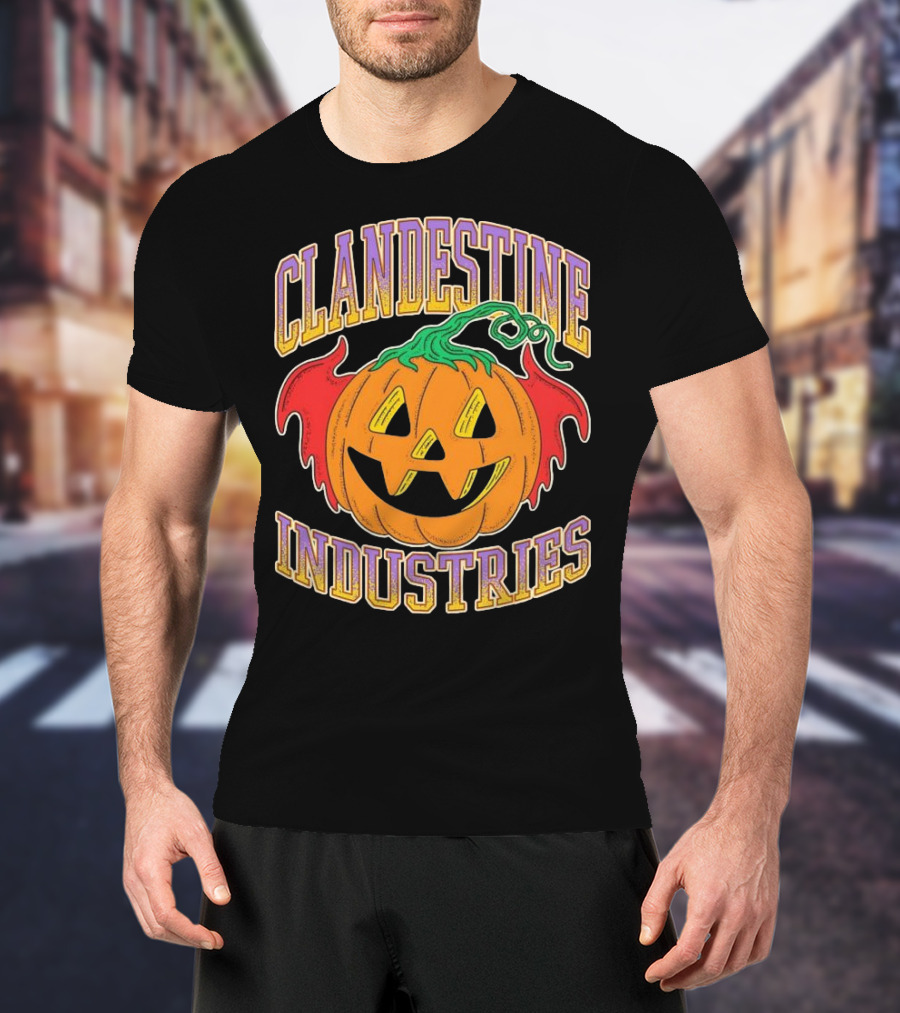 Clandestine Industries Halloween Bat Pumpkin T-Shirt