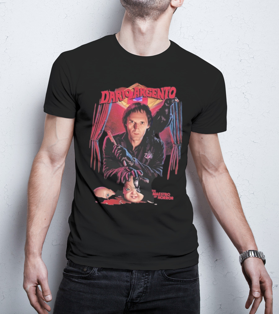 Dario Argento The Maestro Of Horror With Dark Raven And Creepy Doll Head T-Shirt