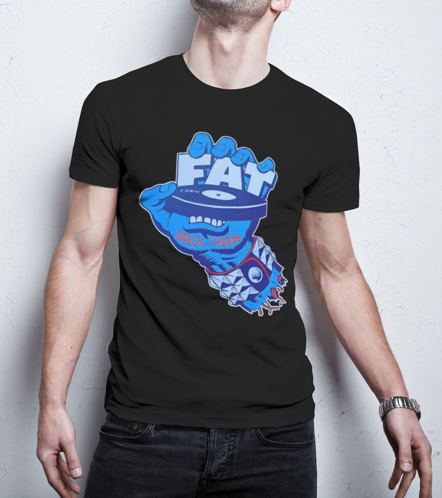 Fat Wreck Chords Blue Zombie Hand Record Design T-Shirt