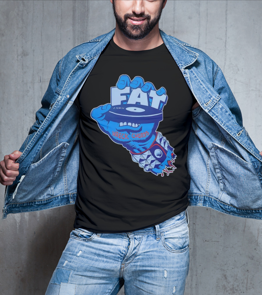 Fat Wreck Chords Blue Zombie Hand Record Design T-Shirt
