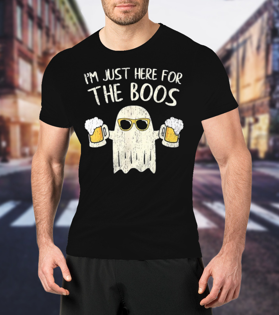 I'm Just Here For The Boos Funny Ghost Sunglasses Beer S T-Shirt