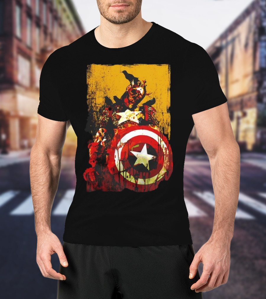 Marvel Zombies Captain America With Crows And Shield T-Shirt