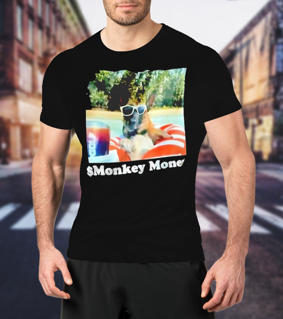 Monkey Money Dog German Shepherd Sunglasses Pool Float Chill T-Shirt