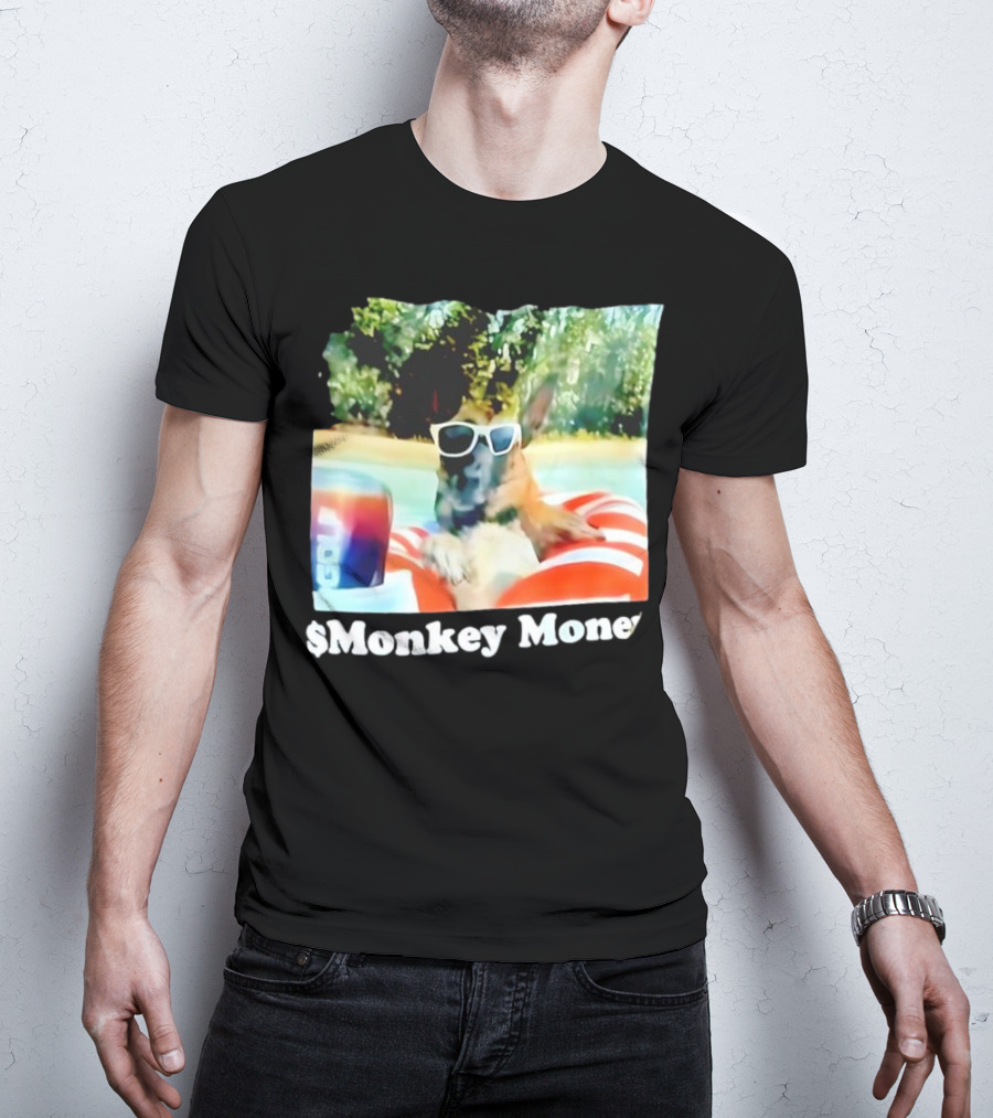 Monkey Money Dog German Shepherd Sunglasses Pool Float Chill T-Shirt