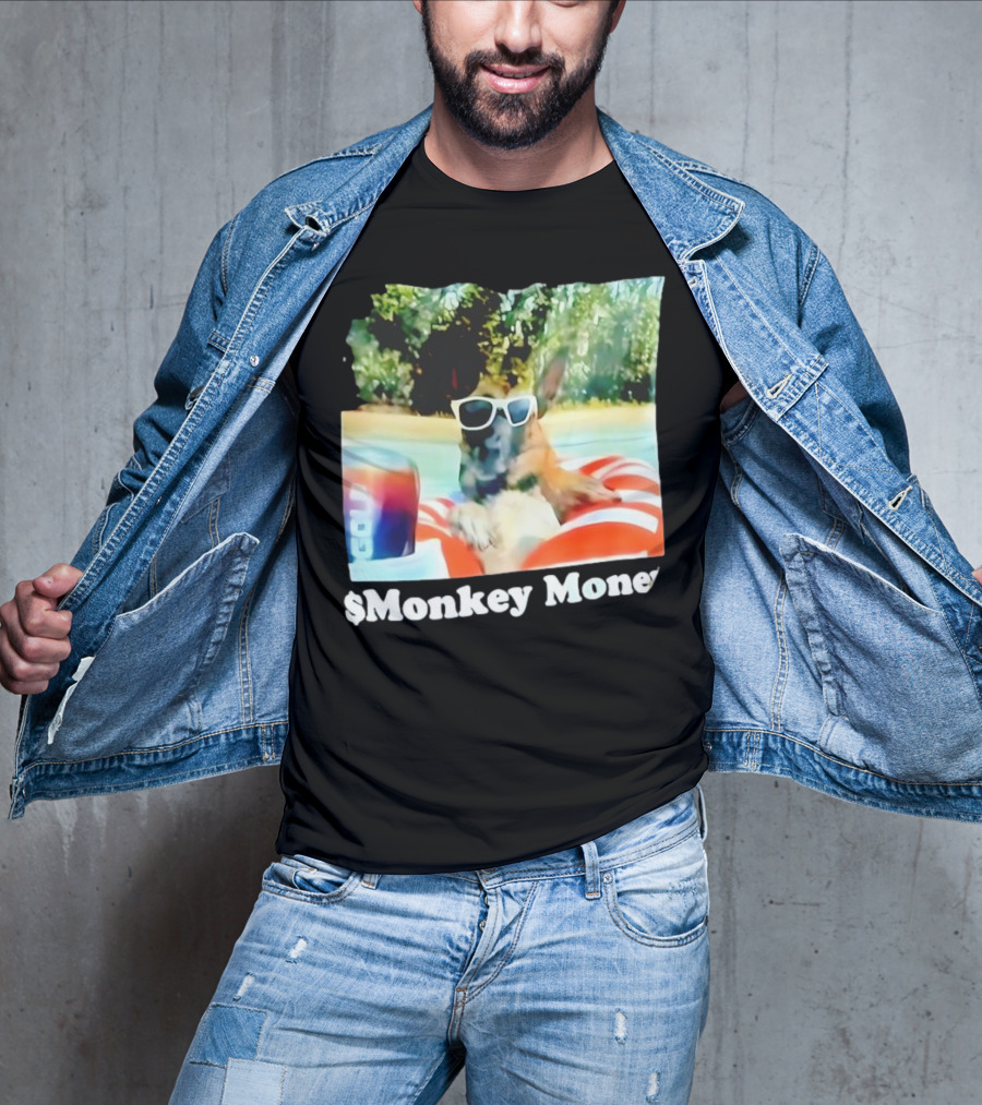 Monkey Money Dog German Shepherd Sunglasses Pool Float Chill T-Shirt