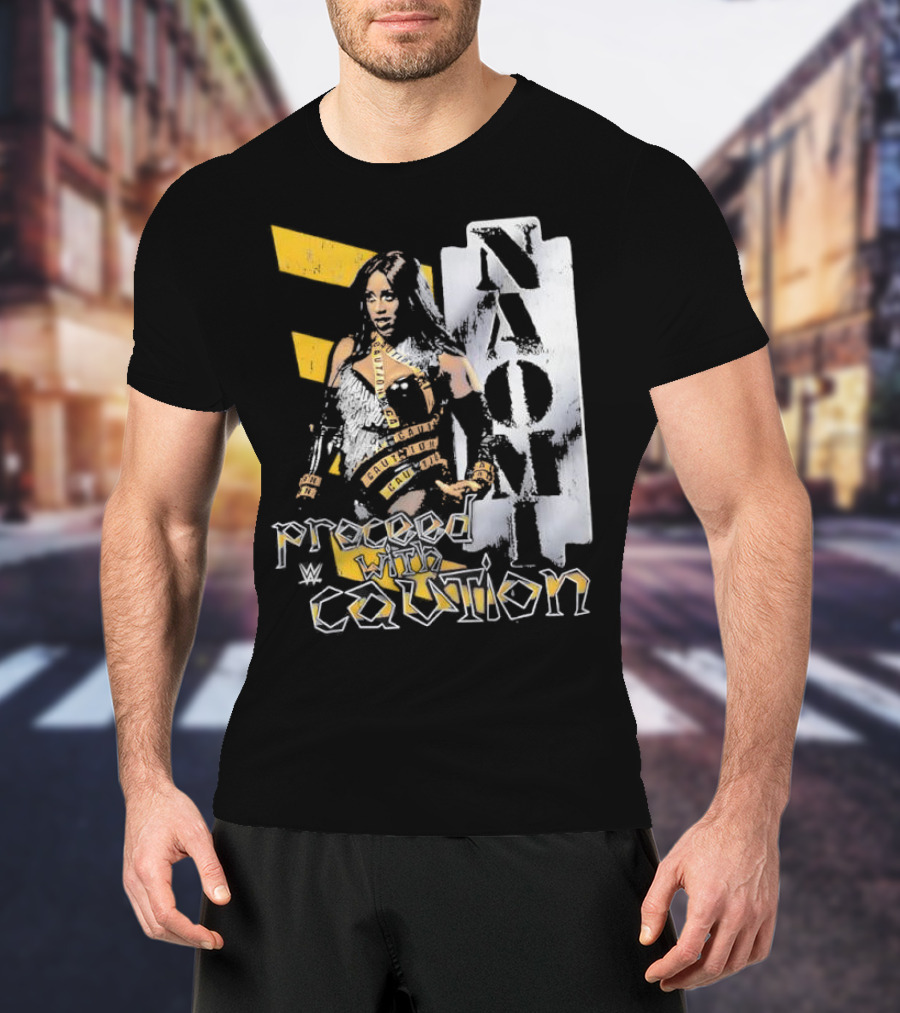 Naomi Proceed With Caution Bold Yellow And White T-Shirt