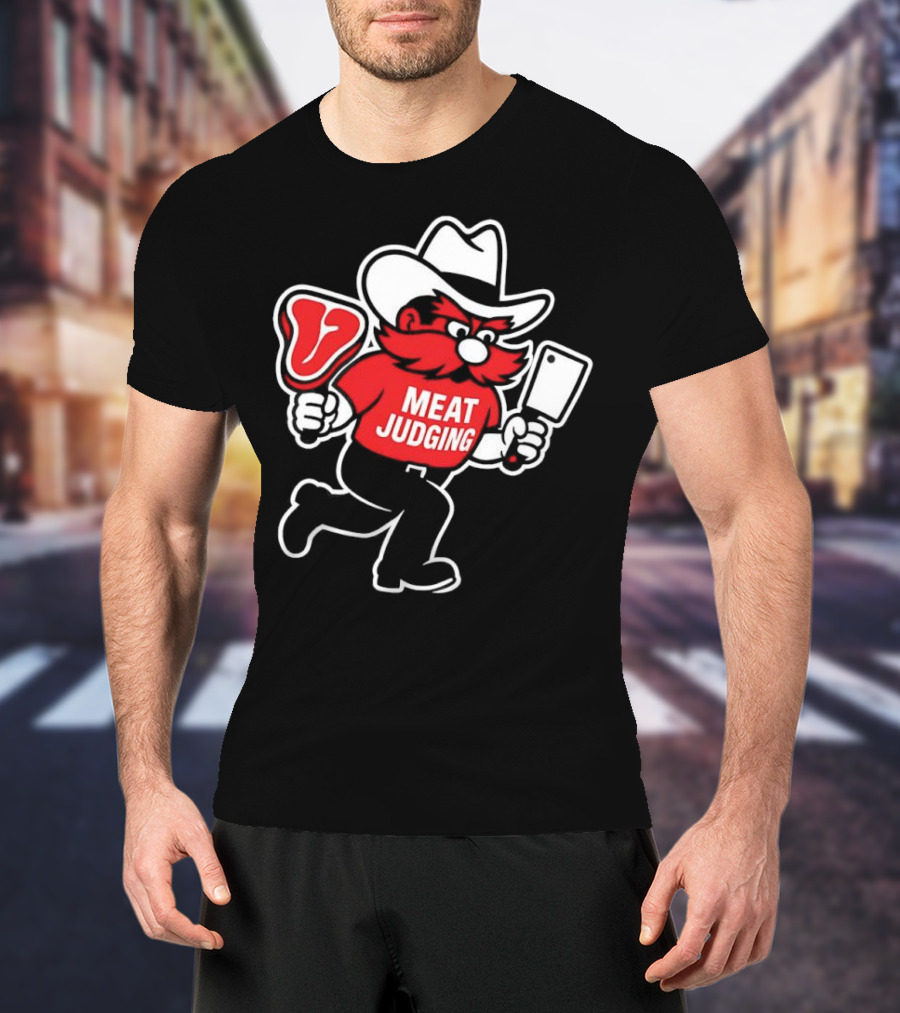 Raider Red Meat Judging Steak Cleaver Cowboy Hat T-Shirt