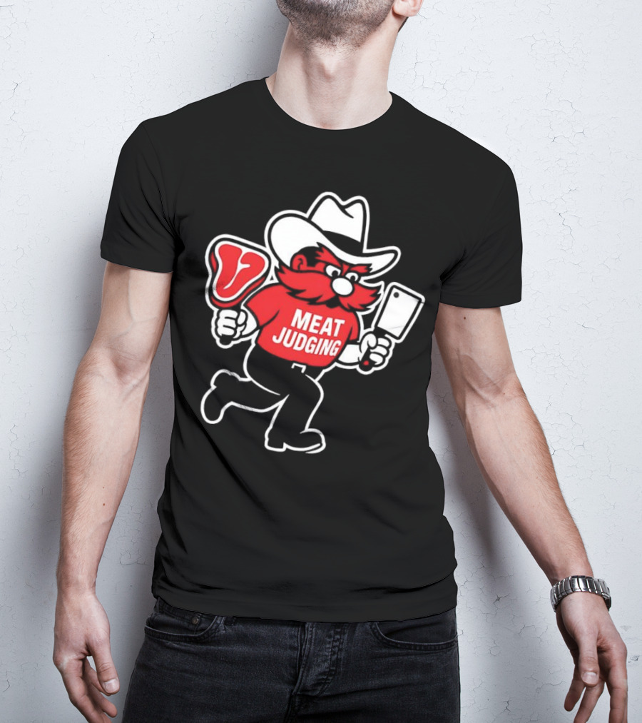 Raider Red Meat Judging Steak Cleaver Cowboy Hat T-Shirt