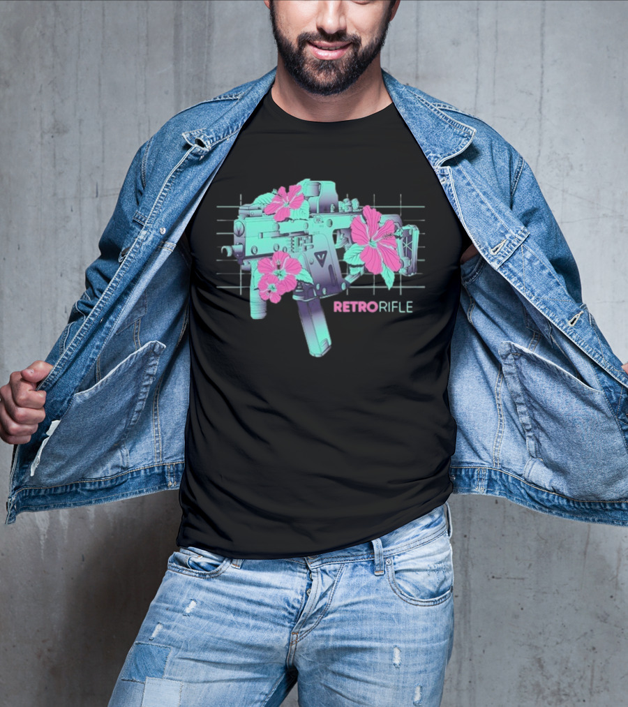 Retro Rifle Floral Fusion Blossoms T-Shirt