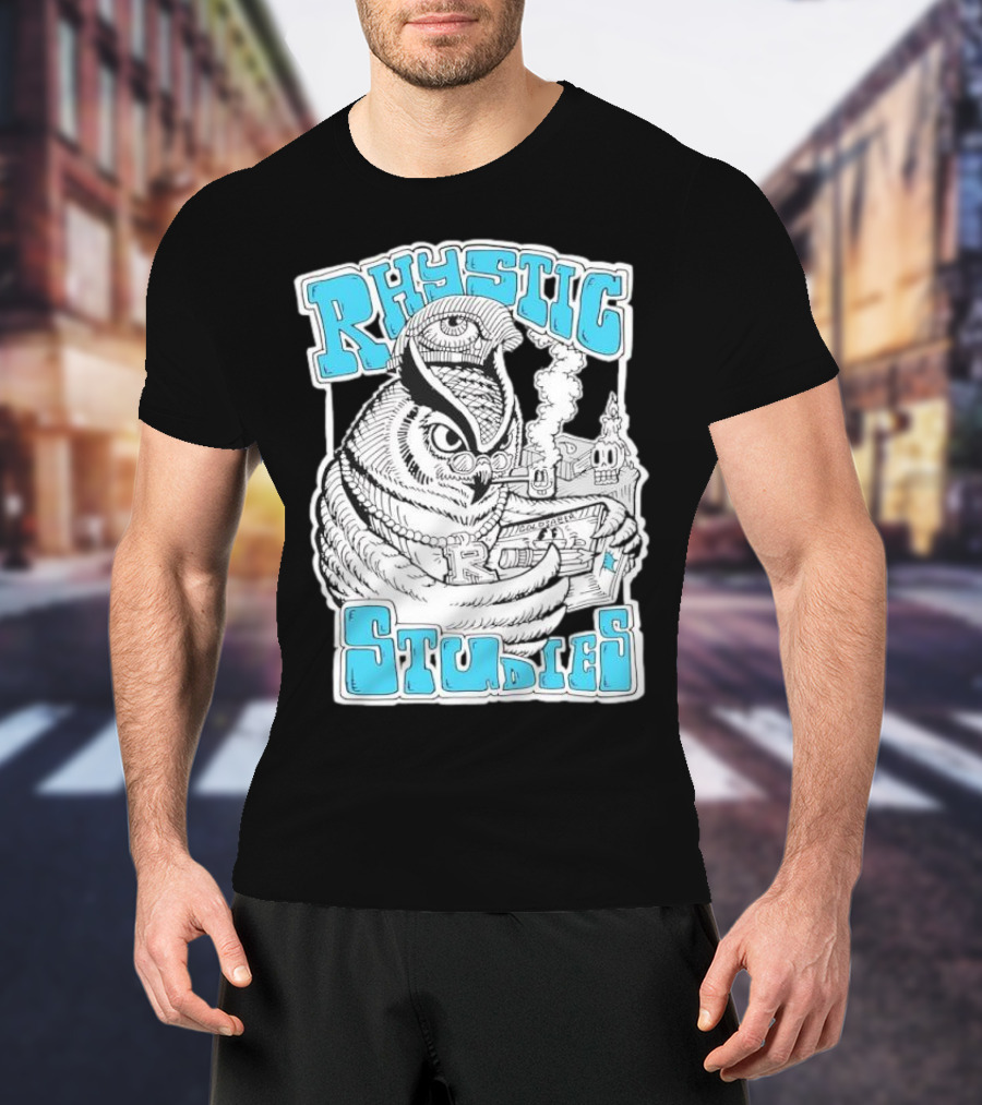 Rhystic Studies Owl Smoking Pipe Reading Book Goldsaber Collaboration T-Shirt