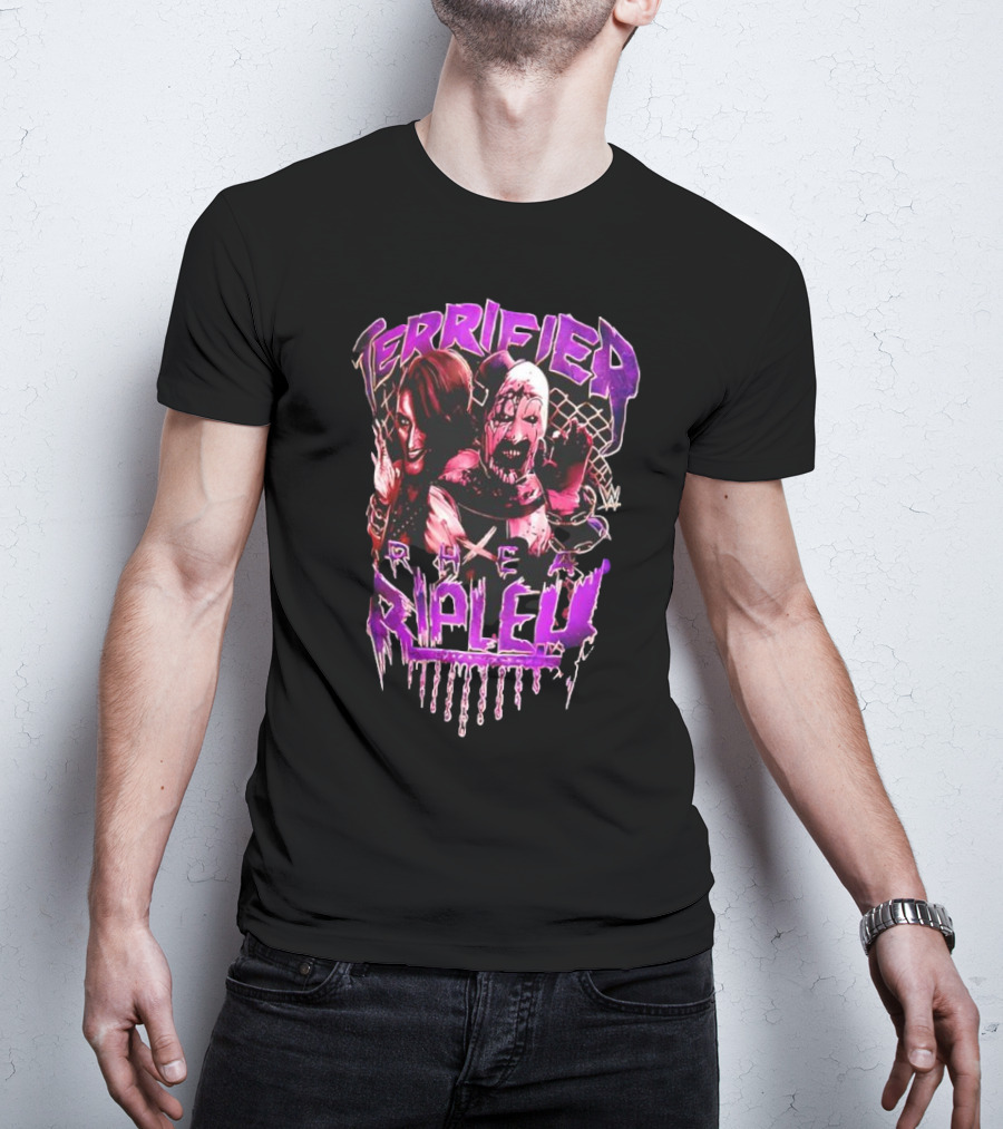 Terrifier Rhea Ripley WWE Crossover Superstar Art Clown Graphic T-Shirt