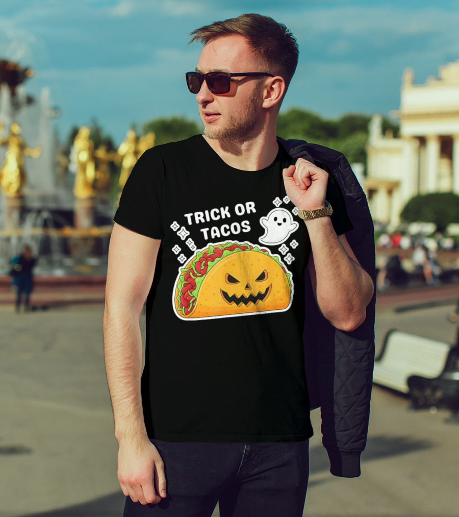 Trick Or Tacos Spooky Jack-o-lantern Halloween Mexican Food T-Shirt