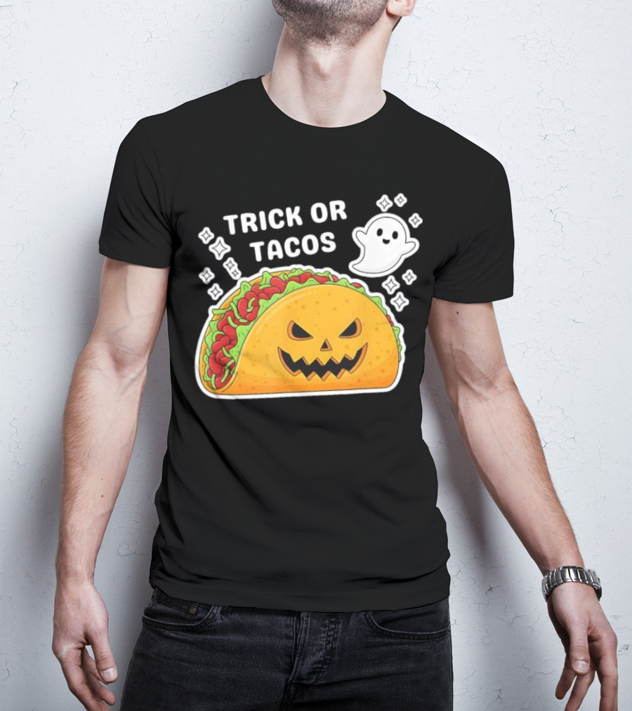 Trick Or Tacos Spooky Jack-o-lantern Halloween Mexican Food T-Shirt