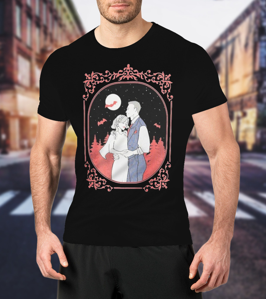 Ali Hazelwood’s Bride And Groom Halloween Romance Under Moonlight T-Shirt