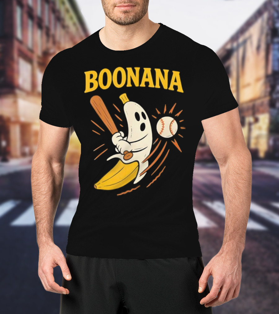 Boonana Baseball Funny Halloween Ghost Banana Costume T-Shirt