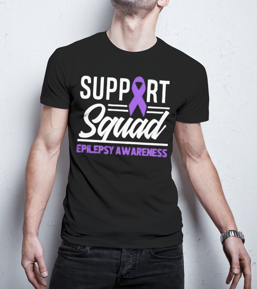 Support Squad Epilepsy Awareness Purple Ribbon T-Shirt