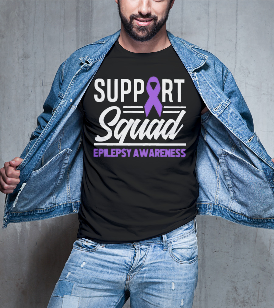 Support Squad Epilepsy Awareness Purple Ribbon T-Shirt