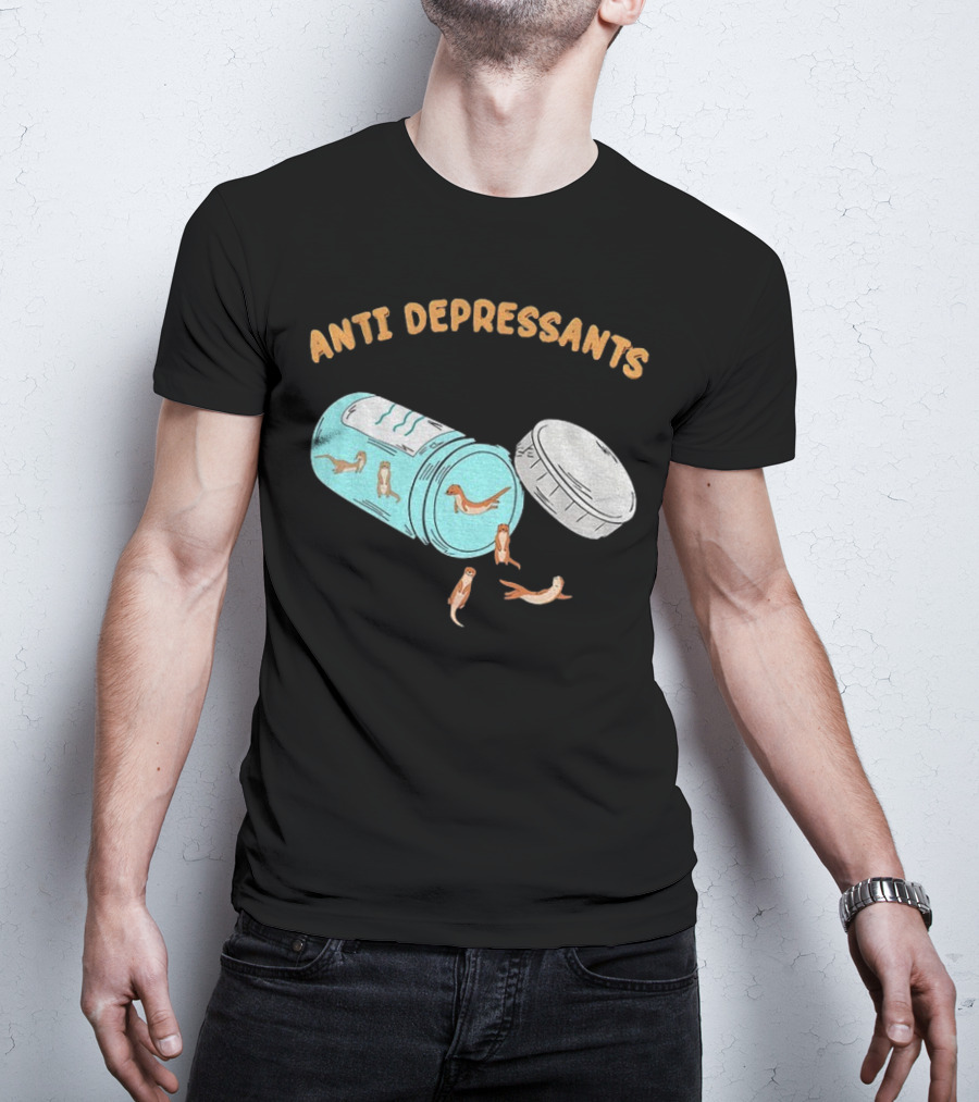 Anti Depressants Otter Pill Bottle Twist Fun T-Shirt