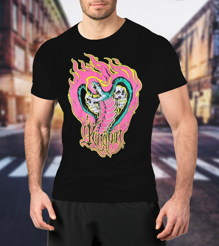 Kingpin Cobra Snake With Skulls And Flames T-Shirt