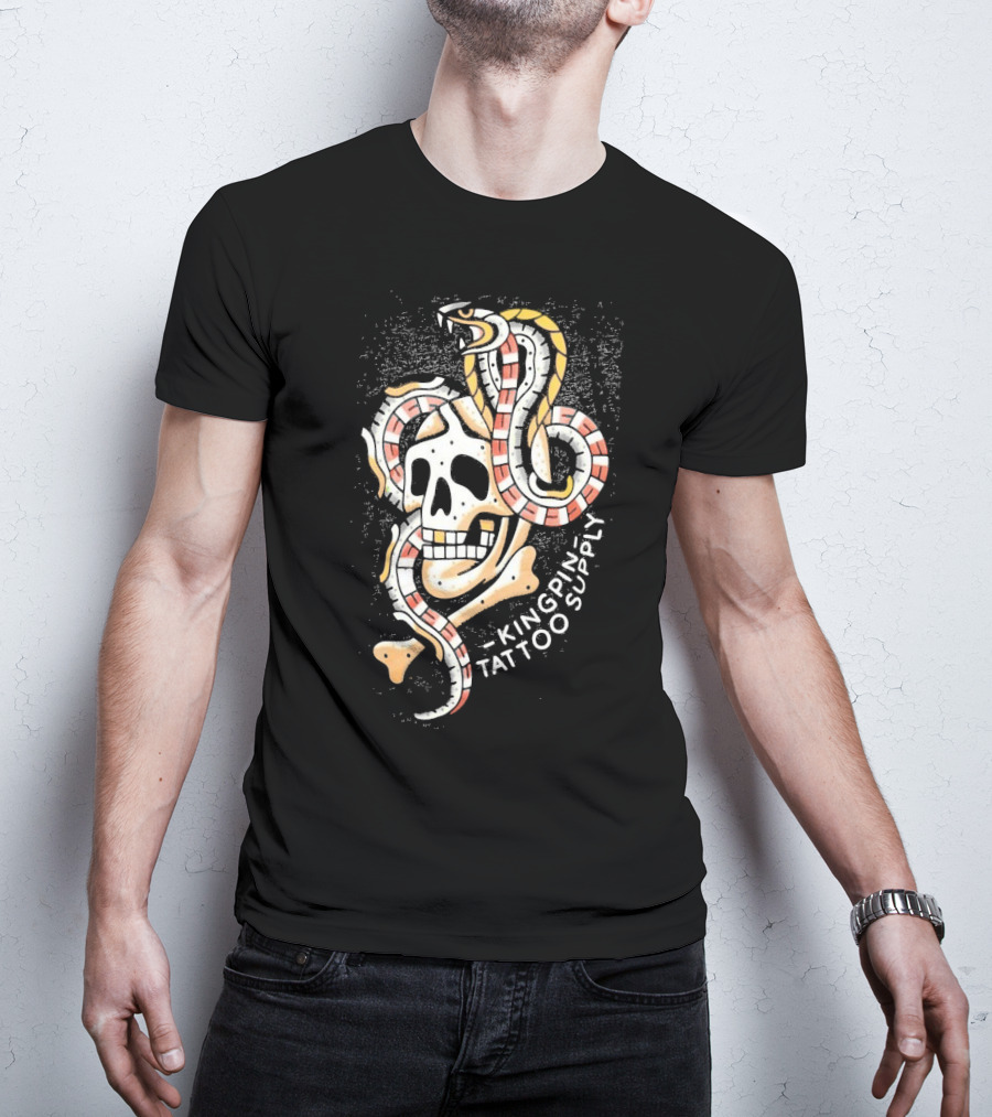 Kingpin Tattoo Supply Year Of The Snake Skull Vintage Style Graphic T-Shirt