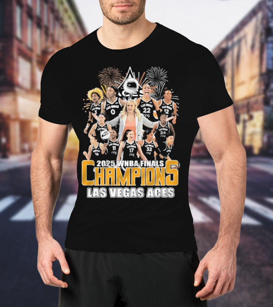 2025 WNBA Finals Champions Las Vegas Aces Team Celebration T-Shirt