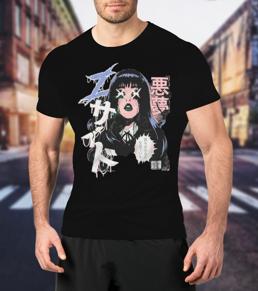 Laurenzside Spooky Japanese Horror Manga Style T-Shirt