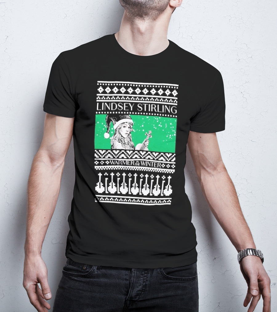 Lindsey Stirling Warmer In The Winter 8 Bit Ugly Holiday Xmas Christmas Santa Violin T-Shirt