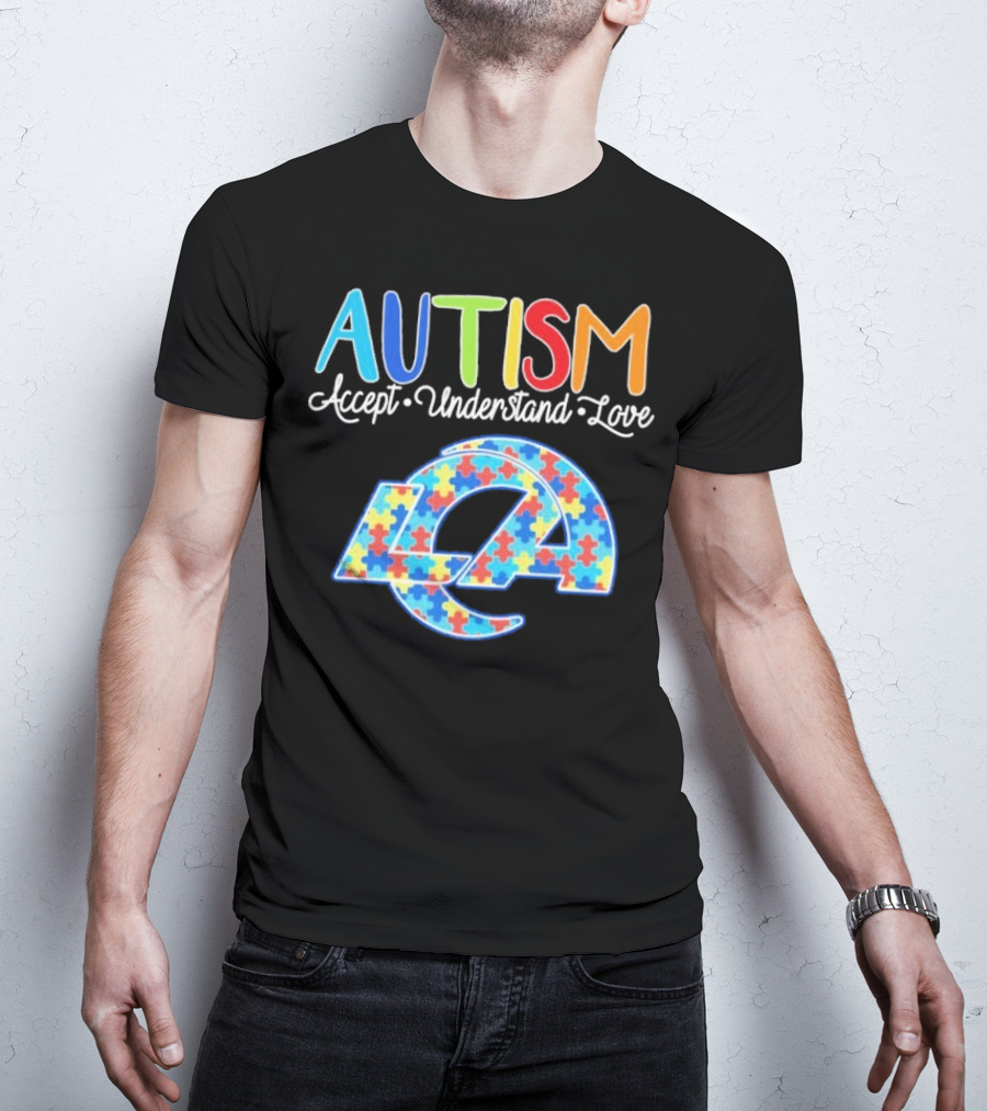 Los Angeles Rams Autism Accept Understand Love Puzzle Rams T-Shirt