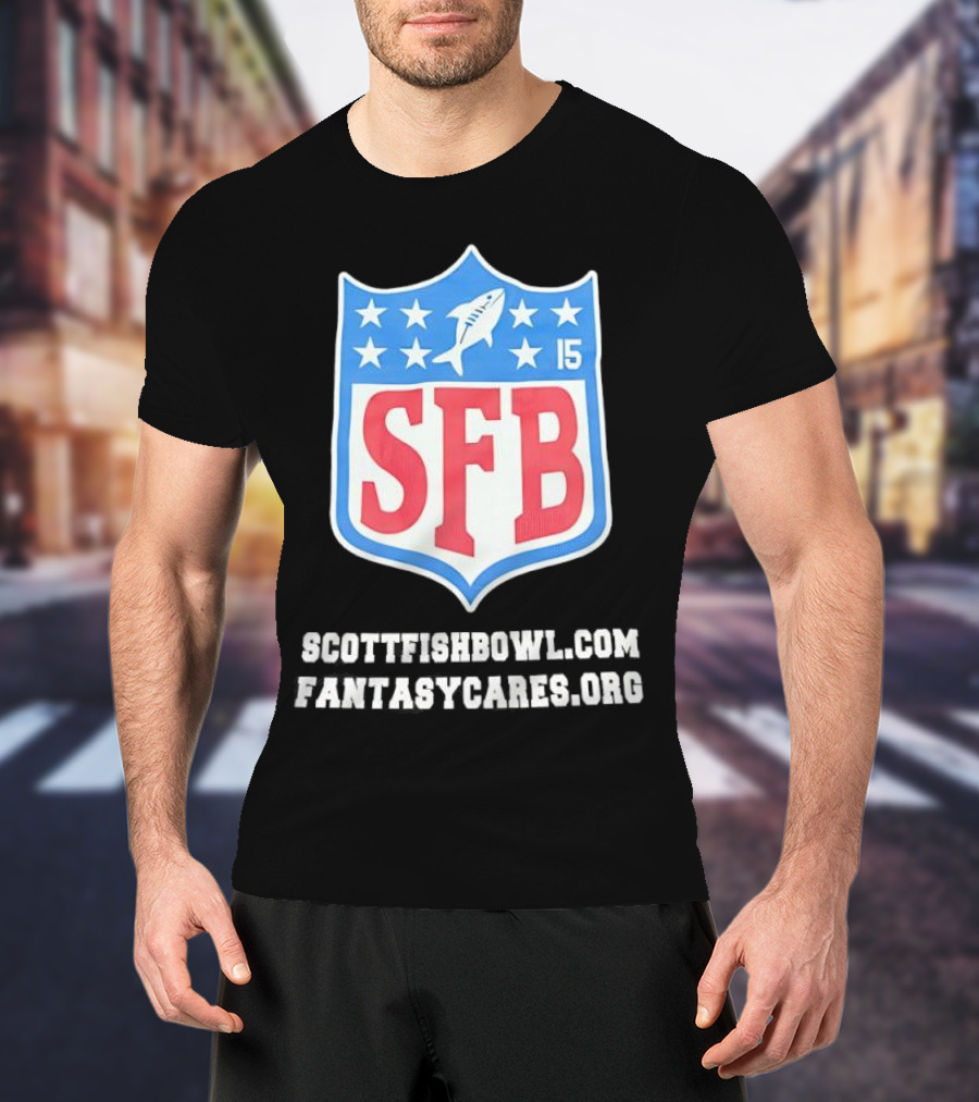 Scott Fish Bowl 15 SFB FantasyCares NFL Shield T-Shirt