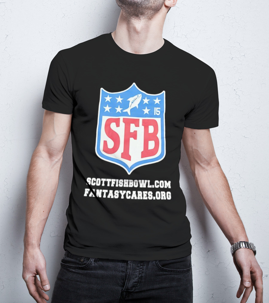 Scott Fish Bowl 15 SFB FantasyCares NFL Shield T-Shirt
