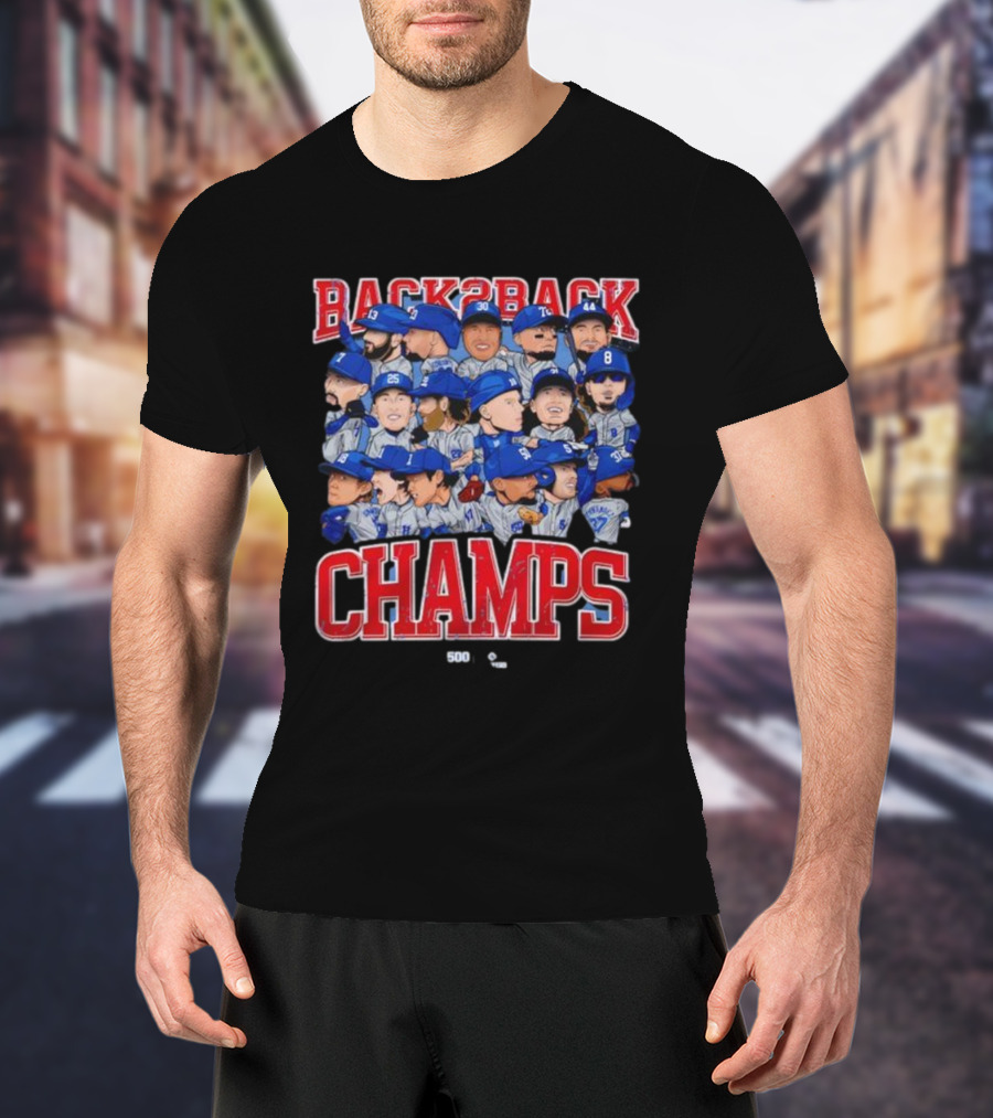 Back2Back Champs Los Angeles Dodgers Players 50th Anniversary T-Shirt