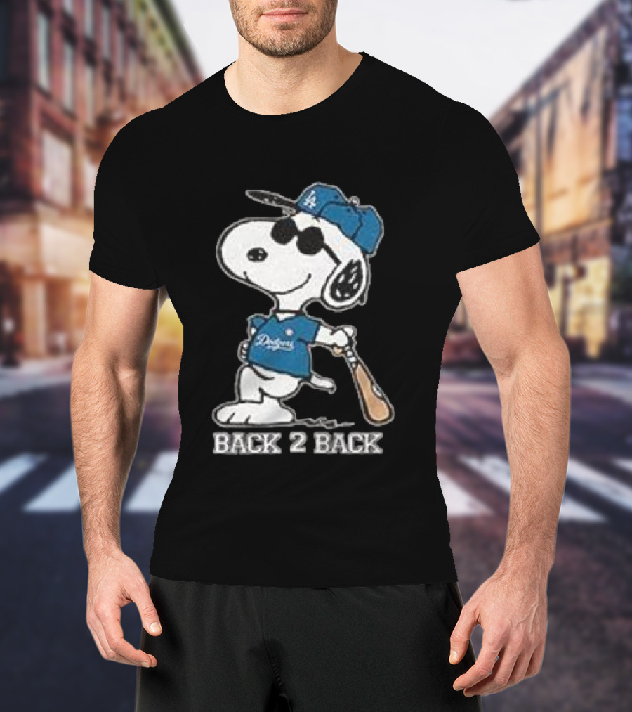 Snoopy Dodgers Back 2 Back Baseball Champion T-Shirt