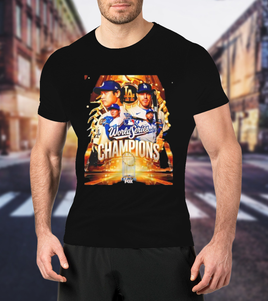 Los Angeles Dodgers 2025 World Series Champions MLB Logo Fox Sports Coverage T-Shirt