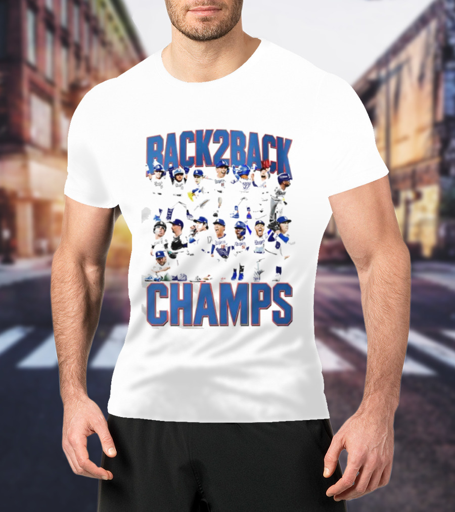 Back 2 Back LA Dodgers Champs Team Celebration T-Shirt