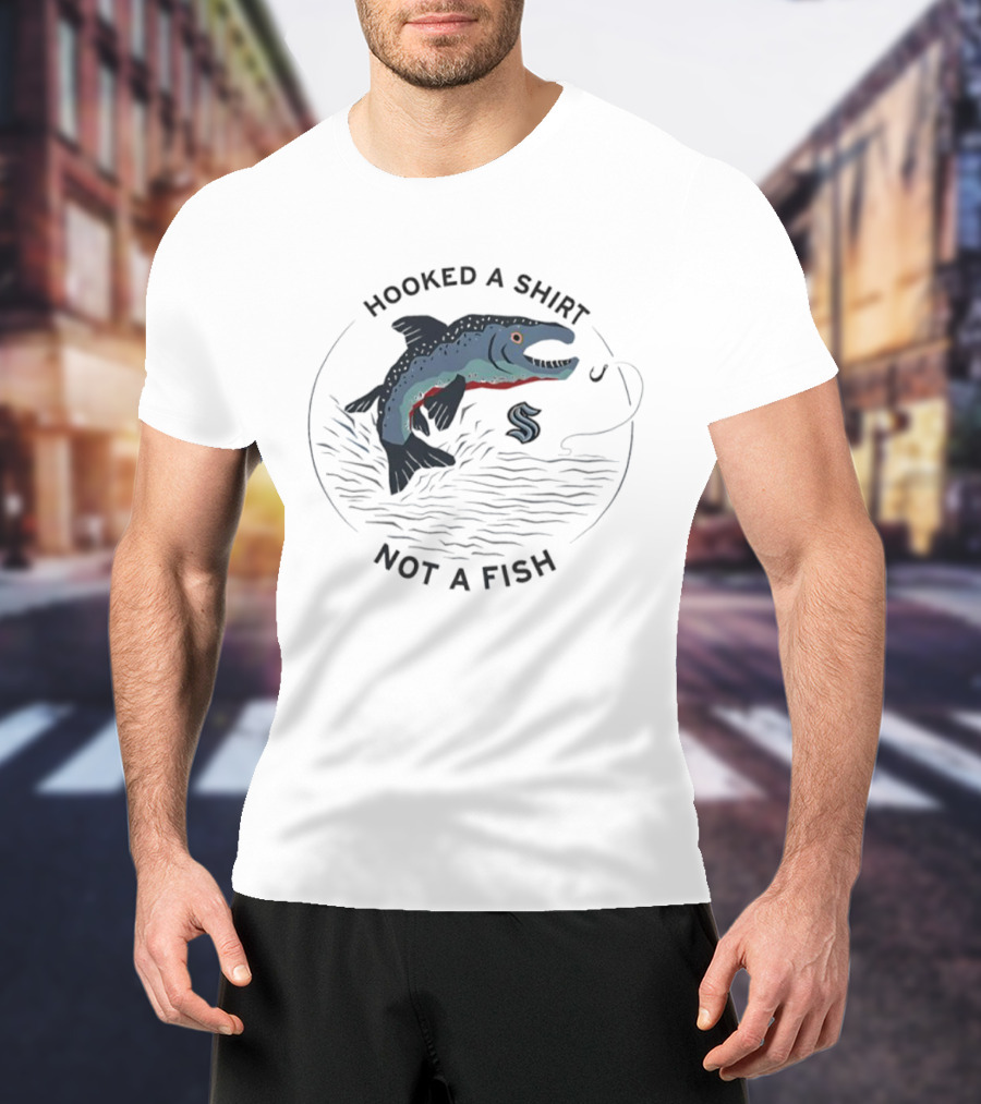 Hooked A Not A Fish Catchy Fishing Hook Design T-Shirt