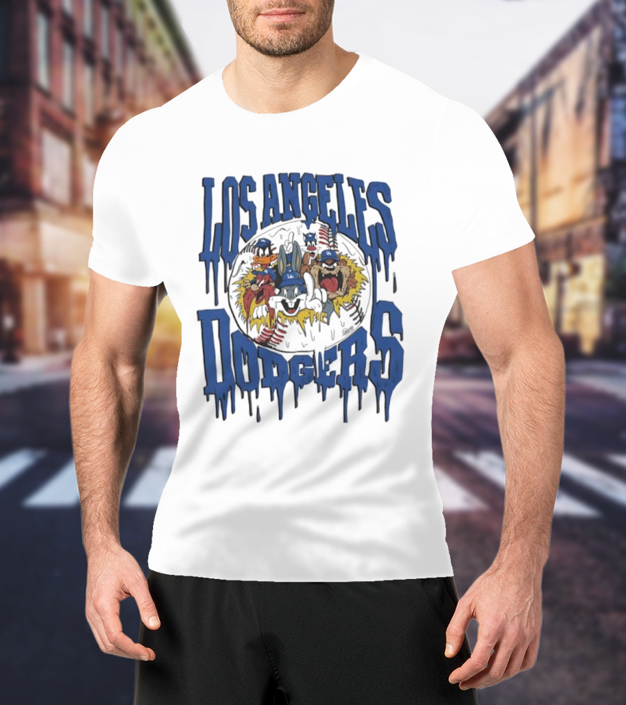 Los Angeles Dodgers Looney Tunes Dripping Vintage Style T-Shirt