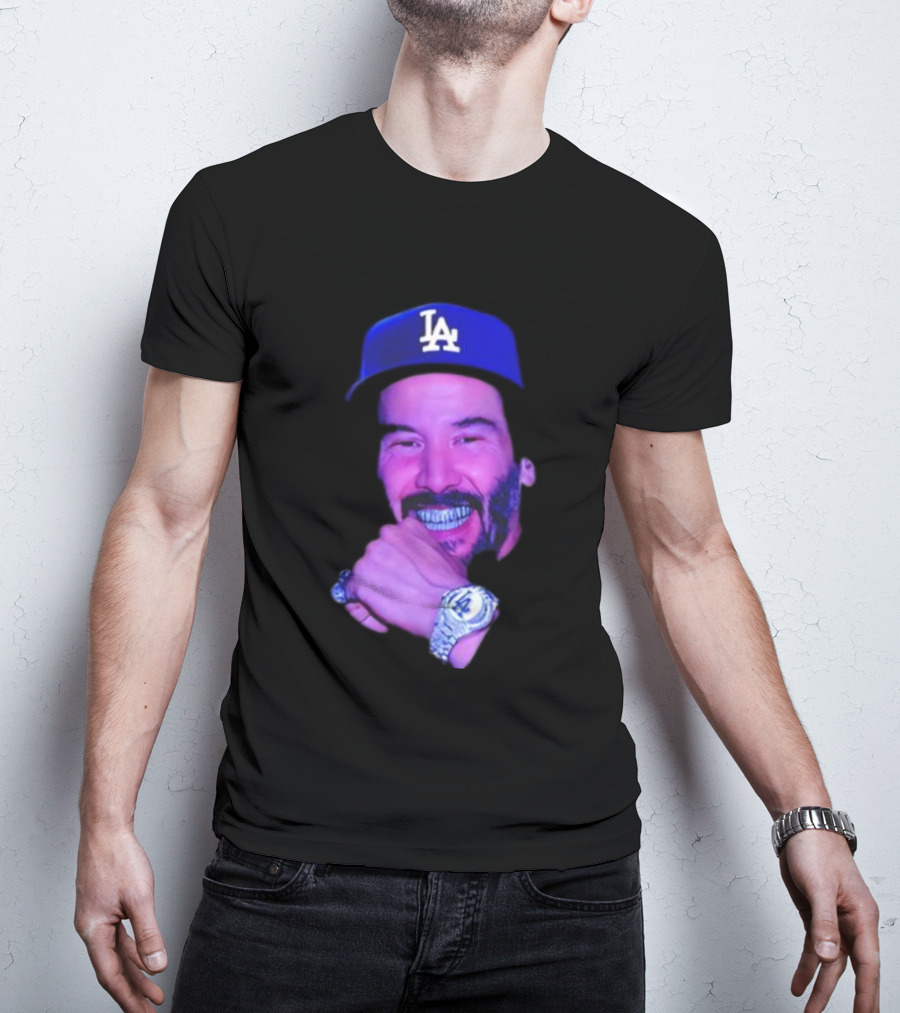 LA Dodgers Keanu Reeves Diamond Grill Bling T-Shirt