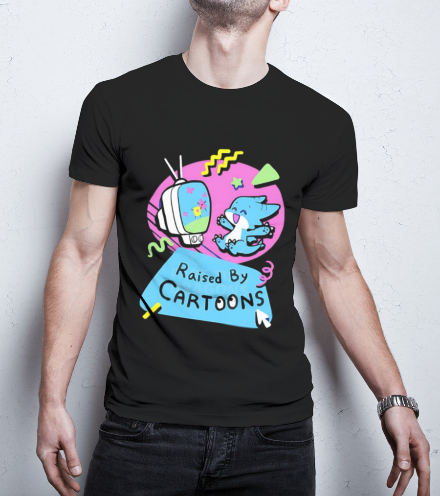 Raised By Cartoons Dragons Vibrant TV Retro Style T-Shirt