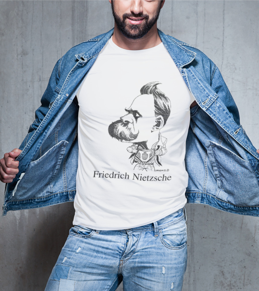 Friedrich Nietzsche Caricature Silhouette Image T-Shirt