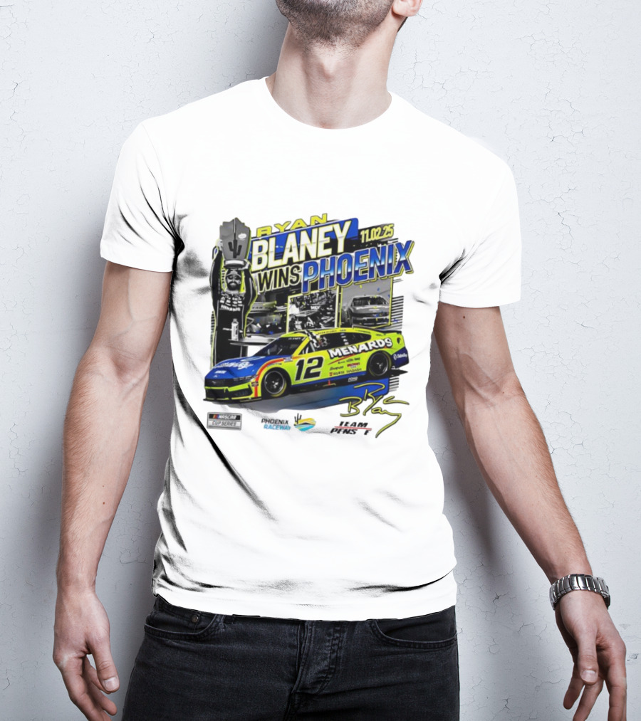 Ryan Blaney Wins Phoenix 11.02.25 NASCAR Cup Series Menards 12 Car Championship Race Phoenix Raceway T-Shirt
