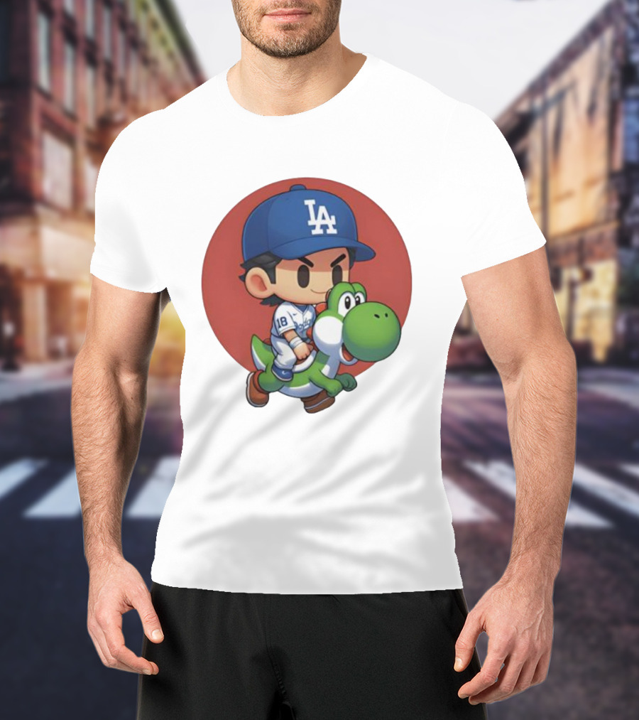 Yoshiiiiiii Natural Top Doyers Dave Yoshinobu LA Baseball Yoshi Riding 18 T-Shirt