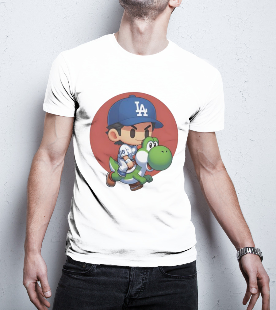 Yoshiiiiiii Natural Top Doyers Dave Yoshinobu LA Baseball Yoshi Riding 18 T-Shirt