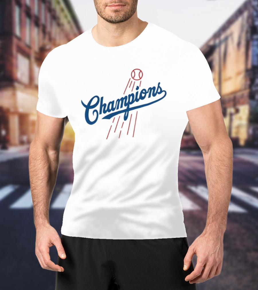 Champions Baseball Red Blue Artistic MLB Style T-Shirt