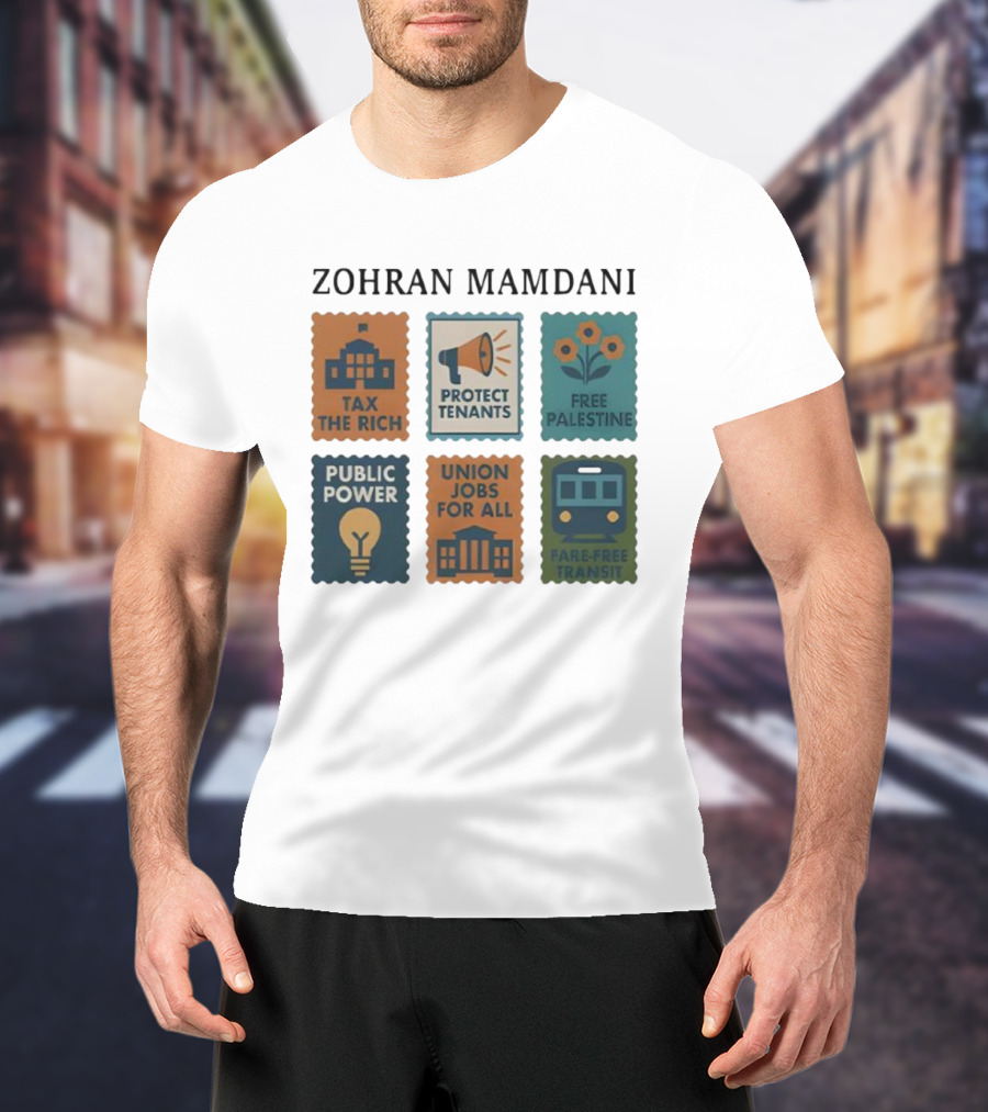 Zohran Mamdani Tax The Rich Protect Tenants Free Palestine Public Power Union Jobs For All Fare-Free Transit T-Shirt