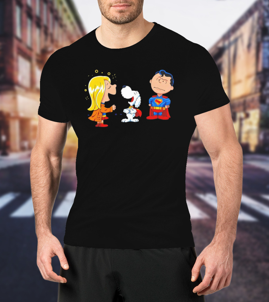 Supergirl Krypto And Superman Peanuts Style Kryptonuts Crossover T-Shirt