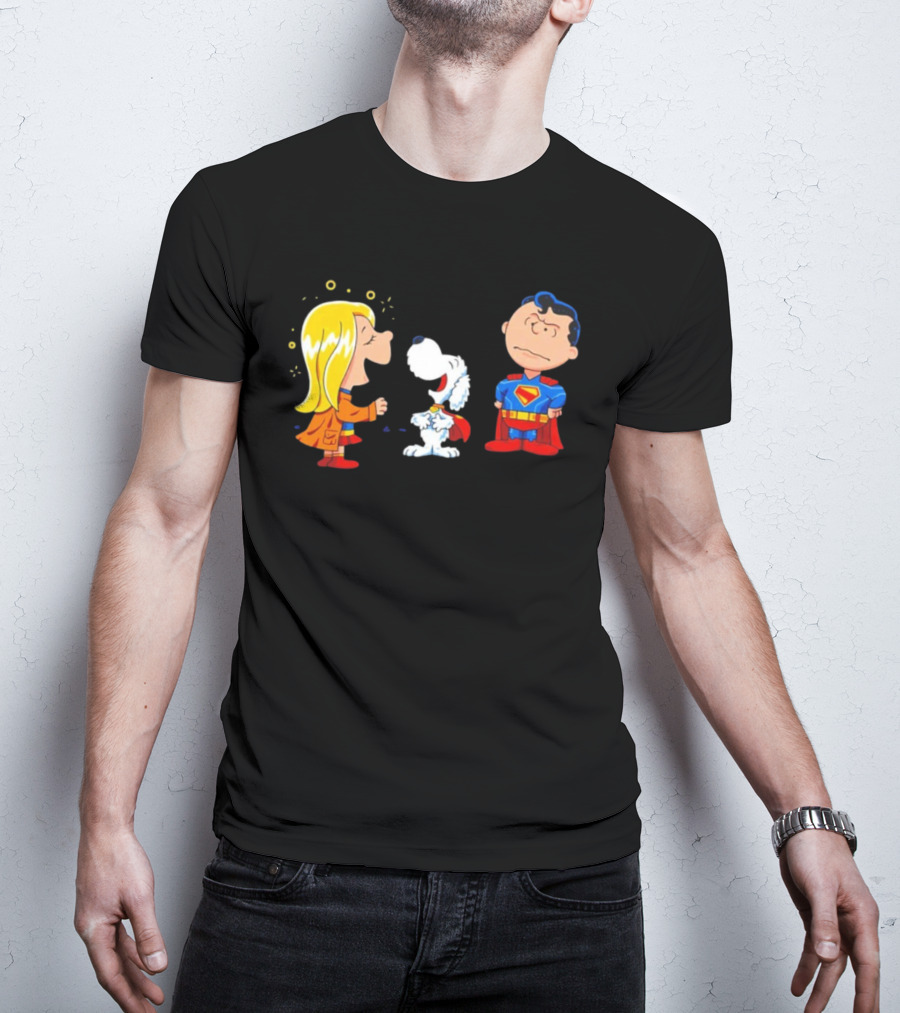 Supergirl Krypto And Superman Peanuts Style Kryptonuts Crossover T-Shirt